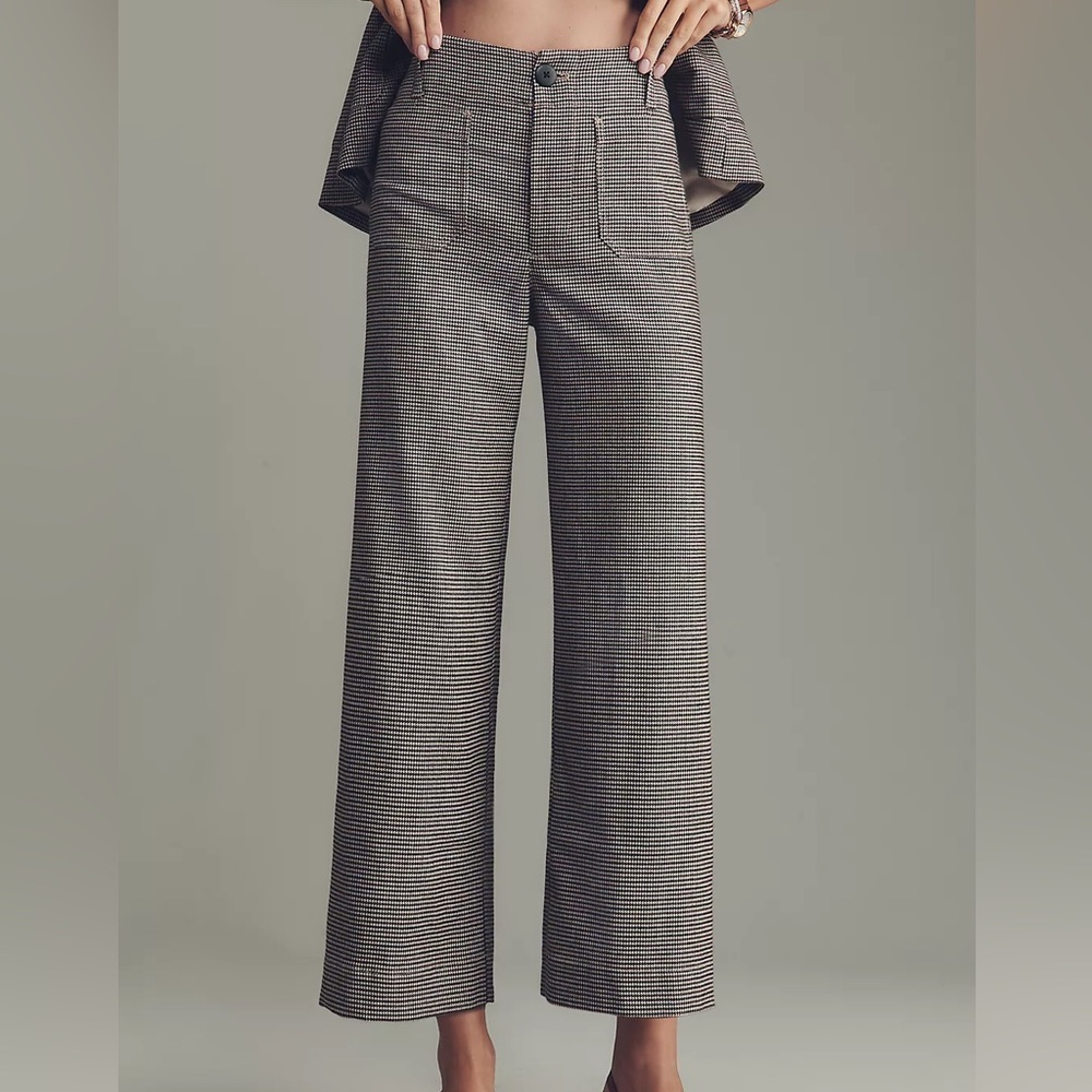 Anthropology Maeve The @merricksart Colette Crop Houndstooth Pants Size 31